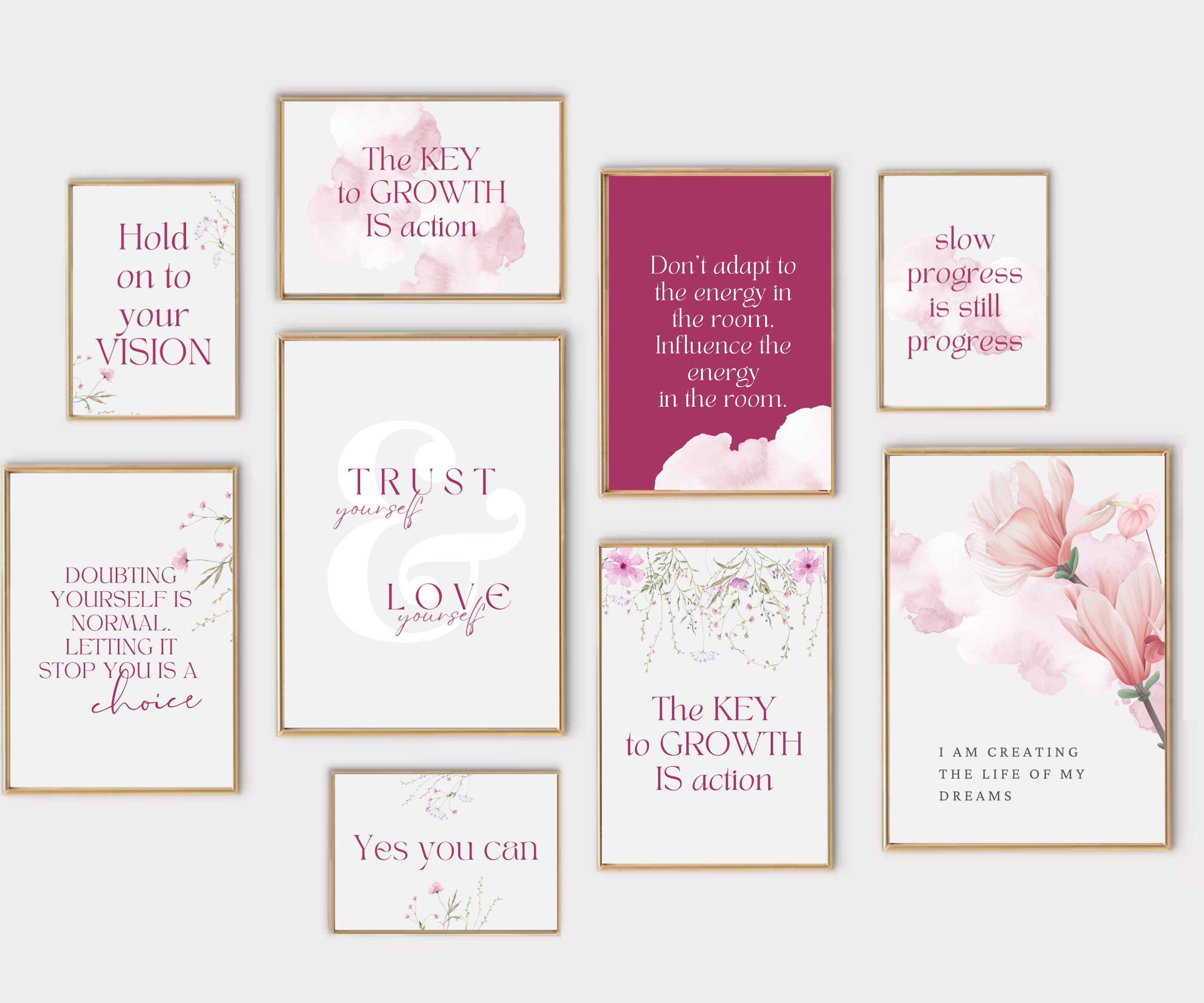 Office Wall Art | Set of 18 PRINTABLES | Home Office Decor | Pink ...