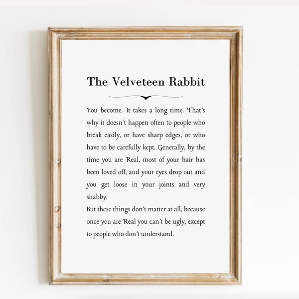 Velveteen Rabbit,Literature Digital Printable,Typography,Velveteen Rabbit Quote,Vintage Typewriter Print Quote, Book Quote,Nursery print