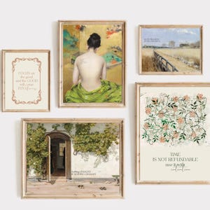 vintage office wall art | set of 5 PRINTABLES | home office decor | cottage inspired paintings Office Print Inspirational Quote Prints