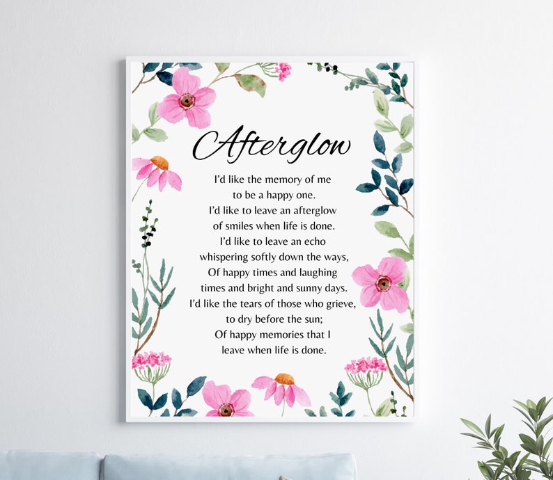 Afterglow Poem Funeral Poem Lost Loved One Poem in Memory Etsy