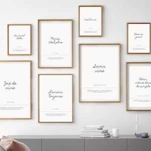 French Sayings Wall Art Set | Elegant Minimalist Quotes in French | Parisian Printable Decor | Joie de Vivre | Digital Download