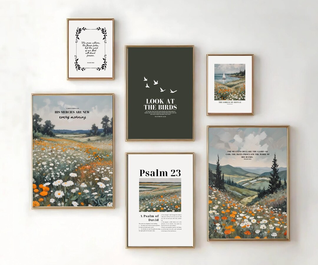 Sage Green Christian Wall Art Set: Bible Verse Mountain Prints (digital ...