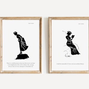 Jane Austen Art Set, Pride and Prejudice Wall Art, Jane Austen Quote Printables, Jane Austen Poster Print