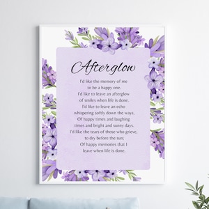 Afterglow Poem, Funeral Poem, Lost Loved One Poem, in Memory Of, Grief ...