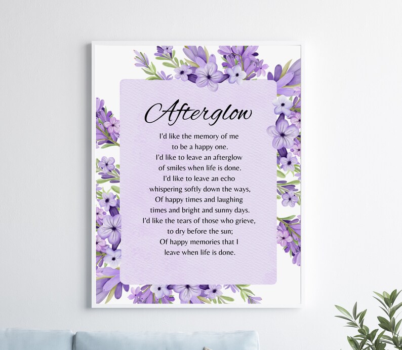 Afterglow Poem Funeral Poem Lost Loved One Poem in Memory Etsy