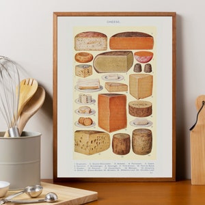Impressão de queijo vintage / arte de cozinha de fazenda vintage para impressão