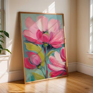 Christian art Good is good Bible Verse Wall Poster Set, flowers pink painting Scripture Print, Christian Wall Art, nursery decor