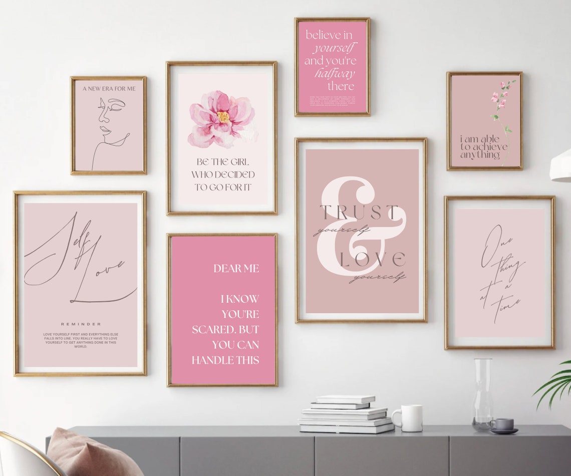 Office Wall Art | Set of 10 PRINTABLES | Home Office Decor | Pink ...
