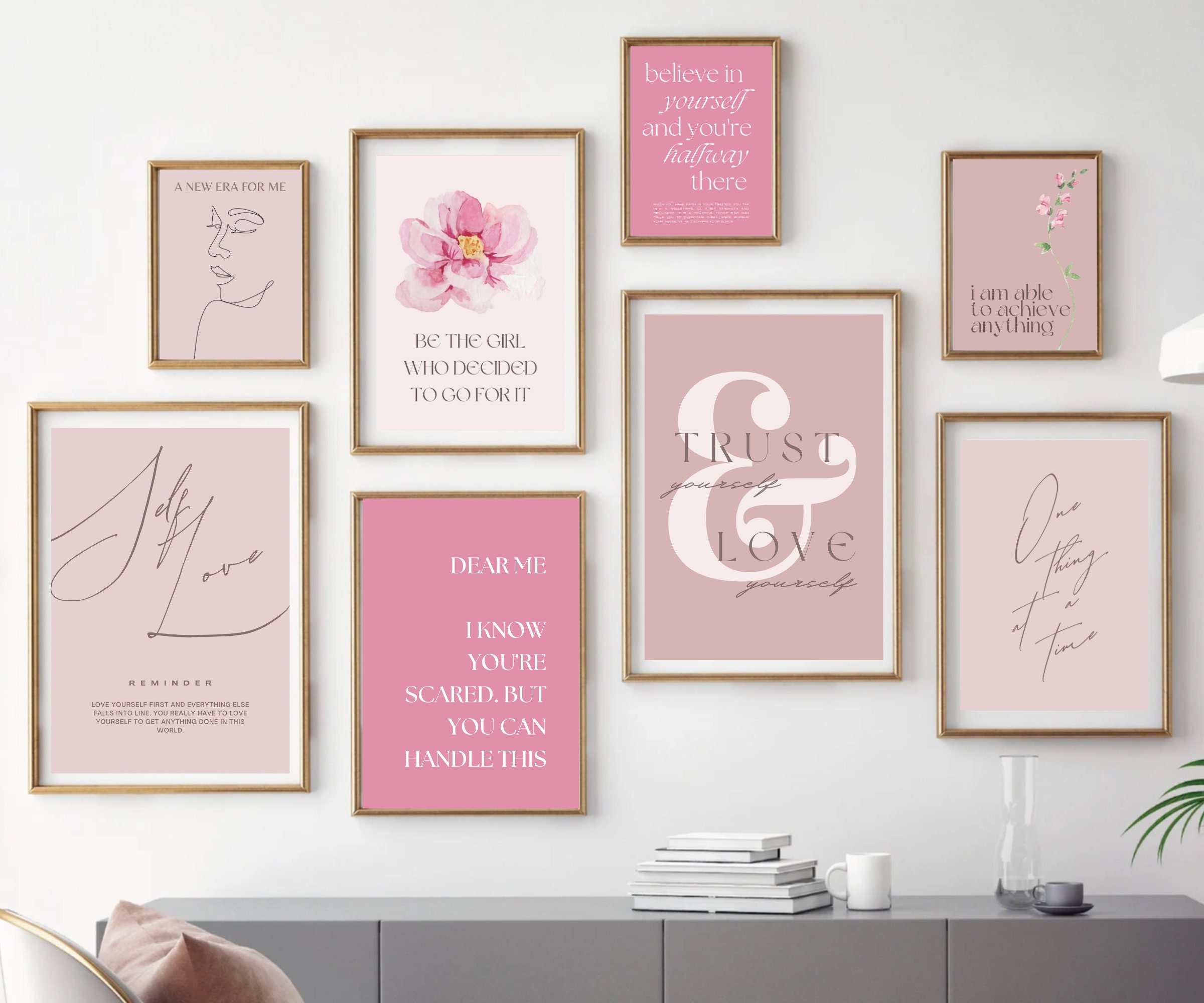 Office Wall Art | Set of 10 PRINTABLES | Home Office Decor | Pink ...