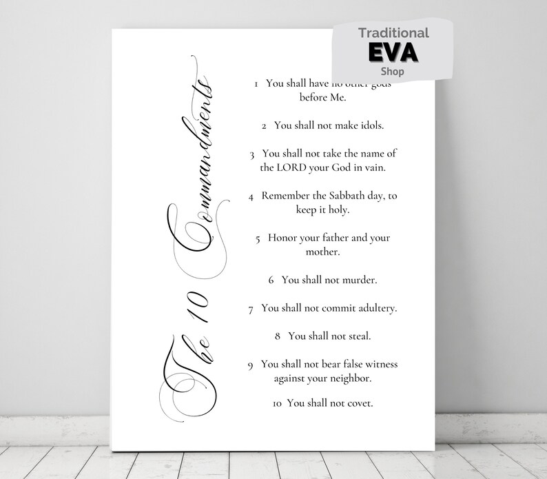 Ten Commandments Cursive Printable, Bible Verse Wall Art (digital ...