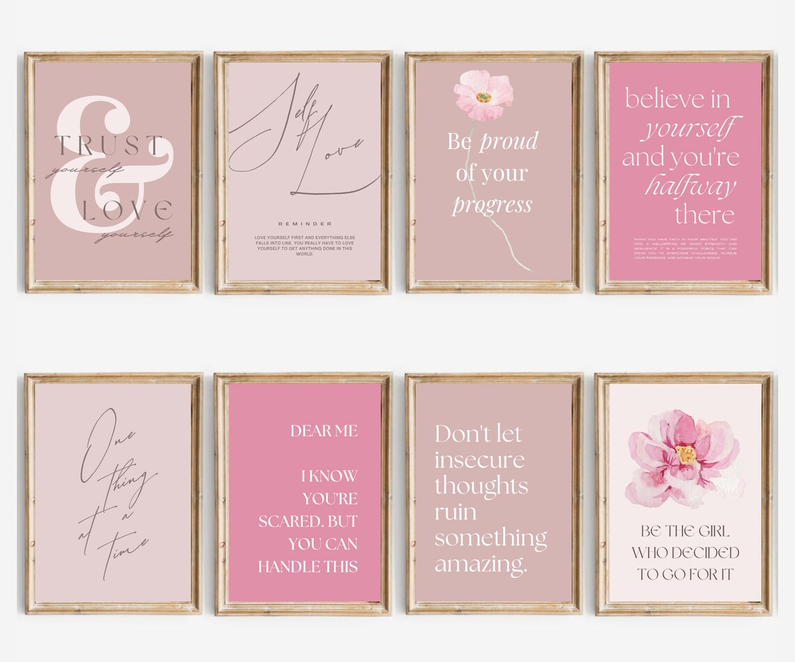 Office Wall Art | Set of 10 PRINTABLES | Home Office Decor | Pink ...