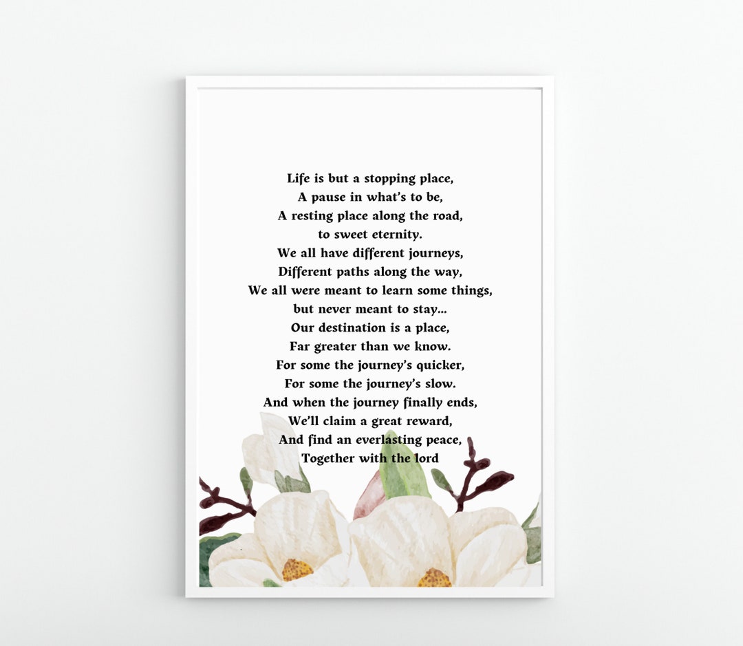 Life is but A Stopping Place - Printable Memorial Service Sign Funeral ...