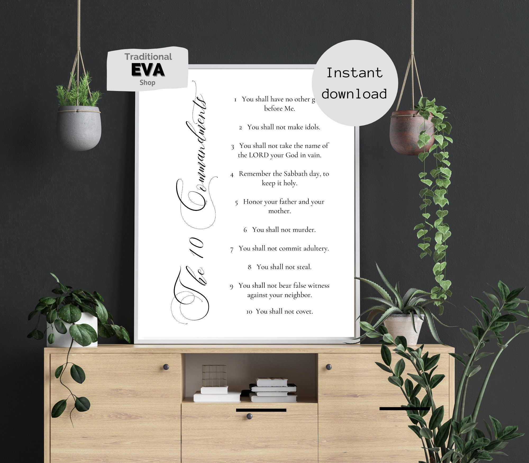 Cursive Ten Commandments Ten Commandments Cursive Printable, Bible Verse Wall Art (digital ...
