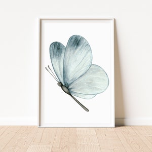 Blue Teal Butterfly Print, Printable Art, Modern Painting, Large wall art, Modern wall decor, Watercolor Painting, Boho Print, Nature Print