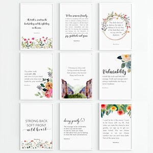 Brene Brown Quotes 10 Piece Wall Art, Strong Back. Soft Front Wild Heart, The courage to be vulnerable quote, DIGITAL DOWNLOAD, watercolor
