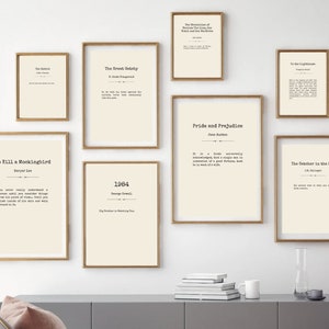 Gallery wall set of 12 prints with book quotes, Book Prints, Book Art Print, Reading Art, Bookworm Art
