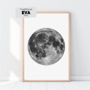 MOON Druck Mond Kunst Mond Poster La Luna druckbare Bleistift Zeichnung Nacht Himmel Astronomie schwarz weiß Wand Kunst rustikale Home Decor digitaler Download