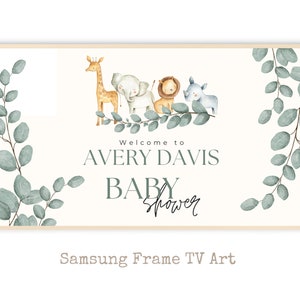 Custom Samsung Frame TV Art Baby Shower Decor, Oh Baby Art, Boho Party Decor, safari tv art, safari baby shower, watercolor baby shower