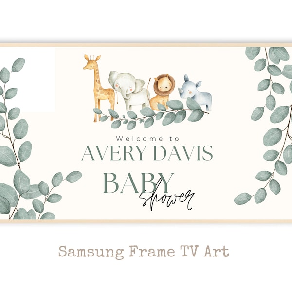 Benutzerdefinierte Samsung Rahmen TV Kunst Baby Shower Decor, Oh Baby Art, Boho Party Decor, Safari tv Kunst, Safari Baby Shower, Aquarell Baby shower