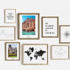 Travel gallery wall set of 15 PRINTABLES | home office decor | traveler gift | gallery wall set | travel
