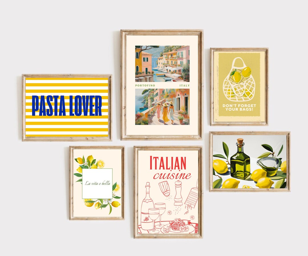 italian kitchen wall decor | kitchen wall art set of... Italian Kitchen Wall Decor | Kitchen Wall Art Set of 6 PRINTABLES ...