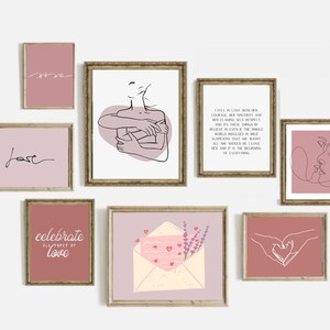 Valentine&#39;s Day Decor Set of 10 Printables | Valentine&#39;s Day Printables | Romantic Wall Art | Valentine&#39;s Gallery Wall | Digital Downloads