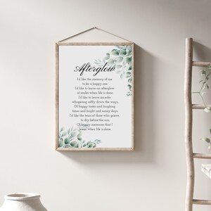 Afterglow Poem, Funeral Poem, Lost Loved One Poem, in Memory Of, Grief ...