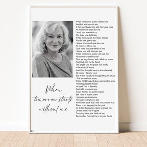 Personalizado - Quando o amanhã começar sem mim, poema para impressão, download digital, citação de luto, uma carta do céu, mensagens de luto,