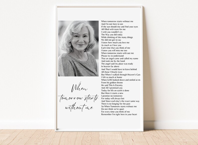 Custom When Tomorrow Starts Without Me Printable Poem - Etsy