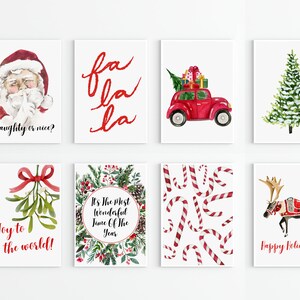 8 Prints, Christmas wall art, digital download, winter gallery wall set, posters for holiday decor, Christmas printable wall art