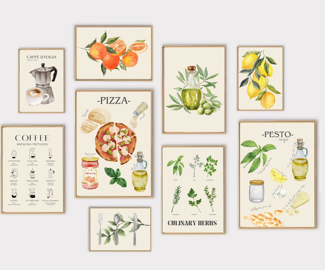 Italian Kitchen Wall Decor | Kitchen Wall Art Set of 10 PRINTABLES