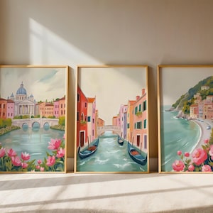 Italy Travel Poster Set: Vintage Rome, Venice, Amalfi Coast (Digital Download)