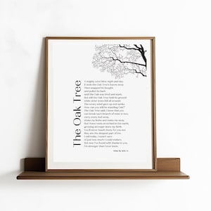 Eikenboomgedicht | Natuurkunst aan de muur | Inspirerende kunstafdruk | Digitale boom afdrukbare | Motiverend cadeau | Woondecoraties | DIRECT DOWNLOADEN
