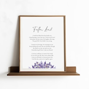Fallen Limb Memorial Poem. Celebration of Life, Funeral Remembrance Poem, Digital Download, Grief Quote, Bereavement Messages