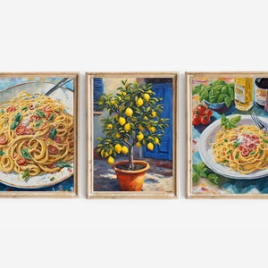 italian kitchen wall decor set of 3  | lemon tree wall art PRINTABLES  | pasta recipe | digital download | kitchen prints | italian wall art