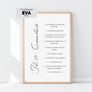 Ten Commandments Cursive Printable, Bible Verse Wall Art (digital ...