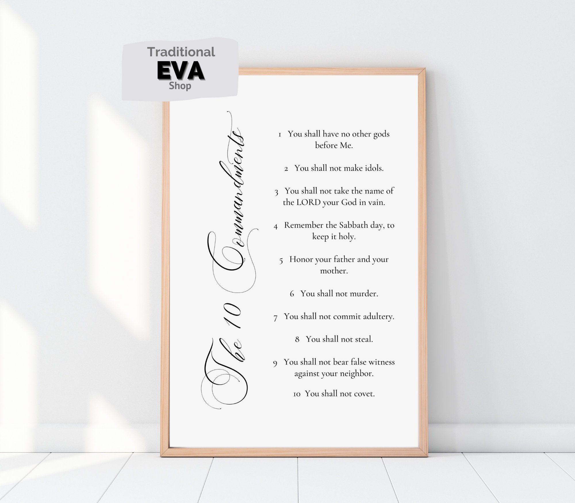 Cursive Ten Commandments Ten Commandments Cursive Printable, Bible Verse Wall Art (digital ...