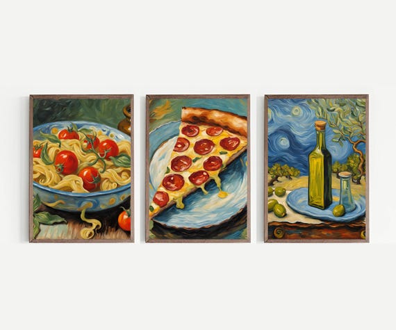 Italian Kitchen Wall Decor Van Gogh Kitchen Wall Art Set of