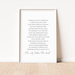 A Million Times Printable Poem, He Only Takes the Best | Digital
