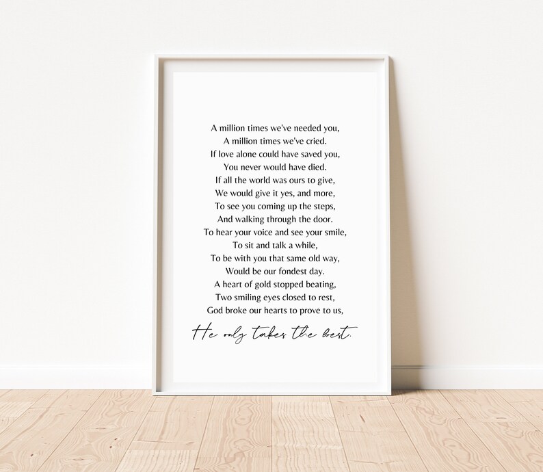 A Million Times Printable Poem He Only Takes the Best - Etsy