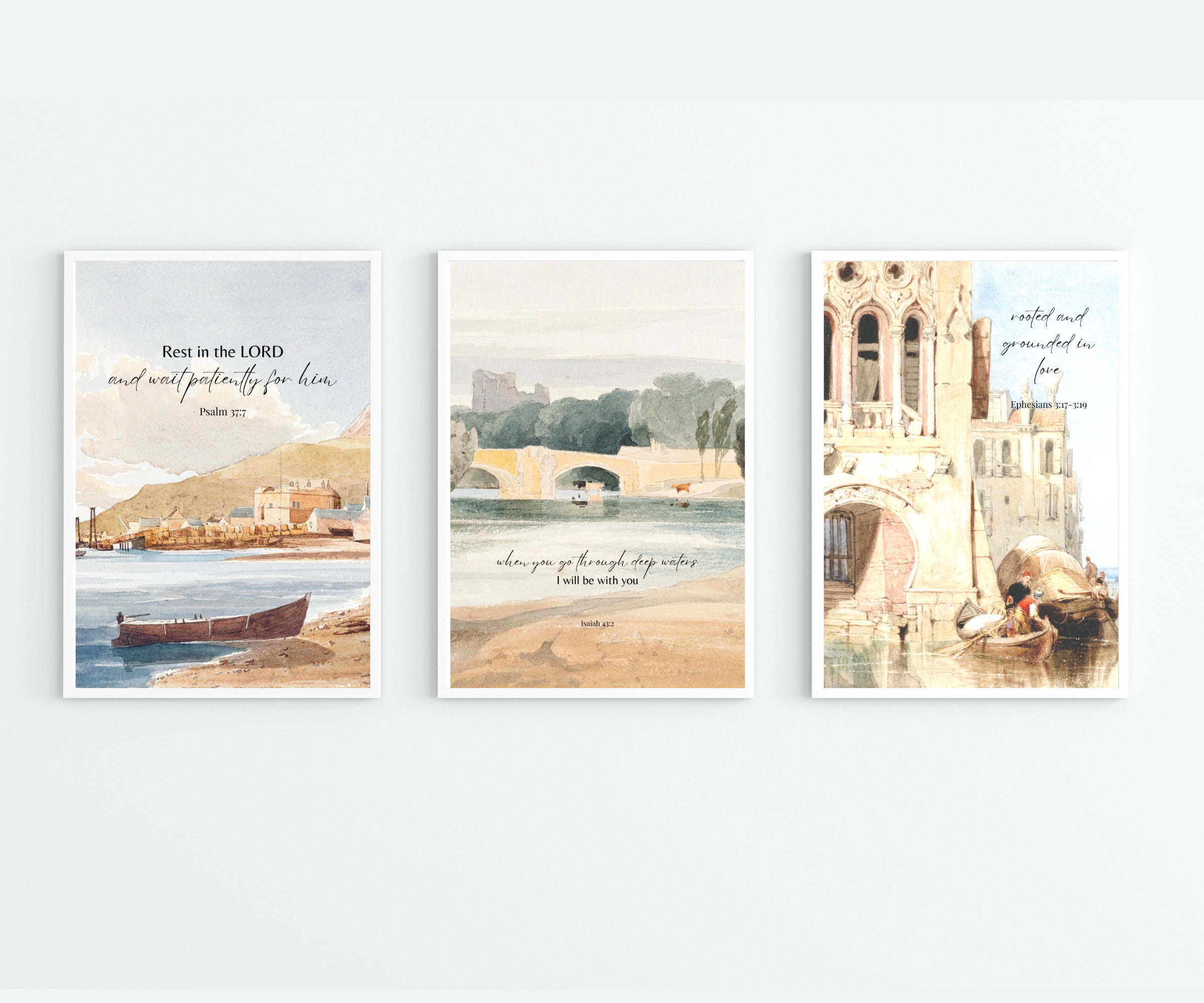 Set of 3 Scripture Wall Art Isaiah 43 2 Psalm 377 Bible Etsy