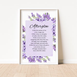 Afterglow poem, Funeral Poem, Lost Loved One Poem, In Memory Of, Grief, Mourning, INSTANT DOWNLOAD