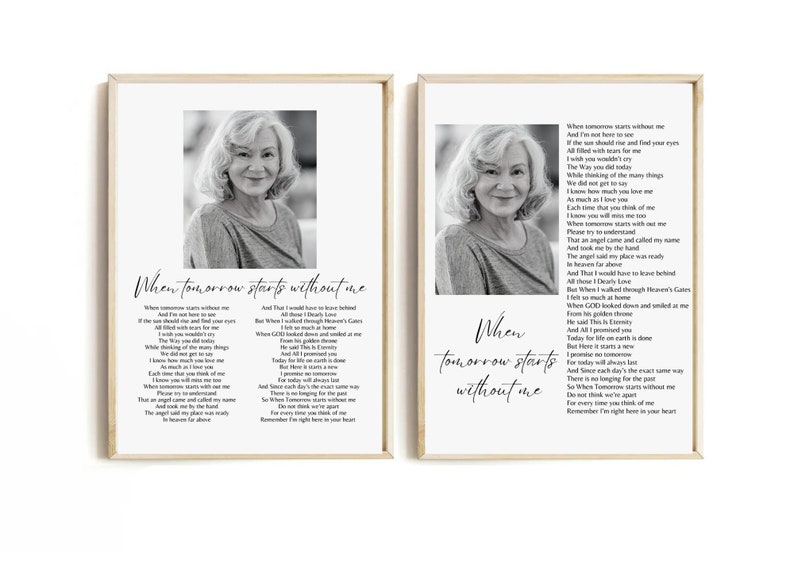 Custom When Tomorrow Starts Without Me Printable Poem - Etsy