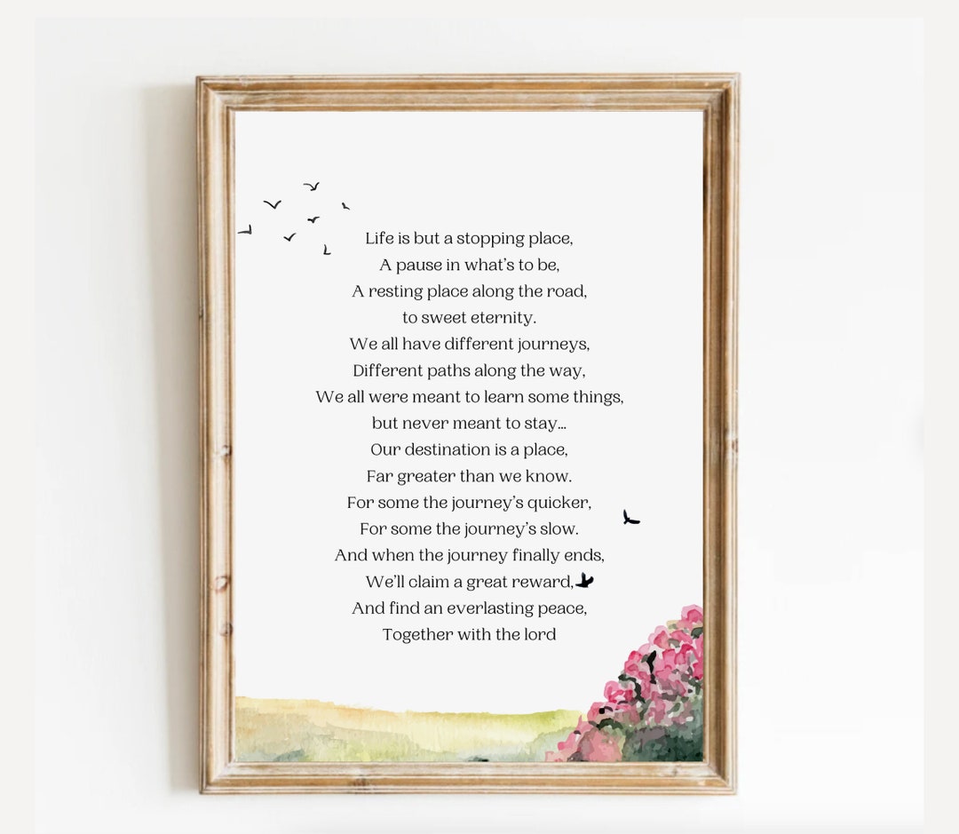 Life is but A Stopping Place Printable Memorial Service Sign Funeral ...