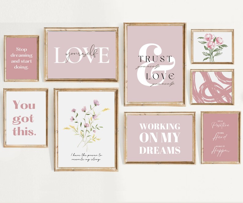 Home Office Set of 19 Prints Office Wall Decor Pink Office - Etsy