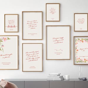Minimalist Book Quote Prints: Handwritten Literary Wall Art Set (Digital Download)