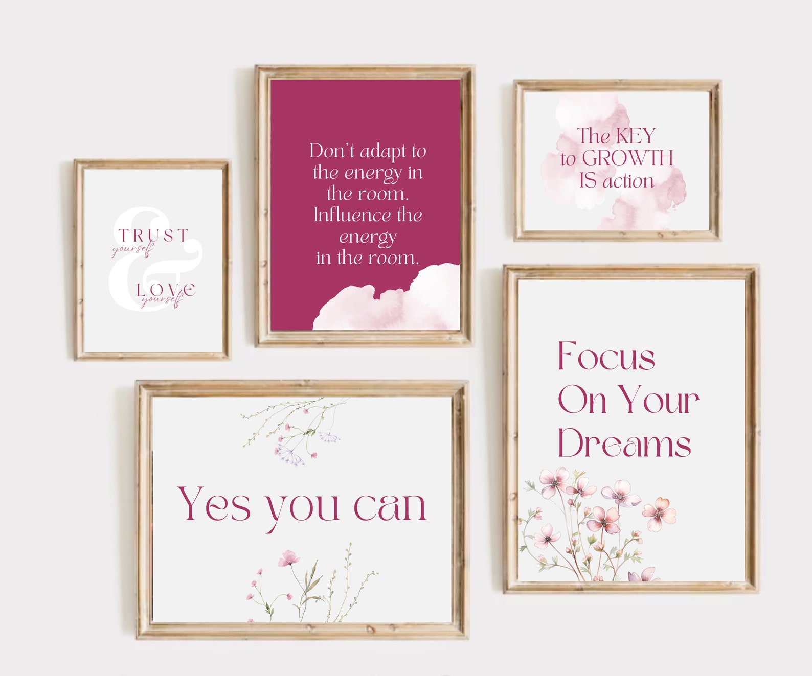 Office Wall Art | Set of 18 PRINTABLES | Home Office Decor | Pink ...