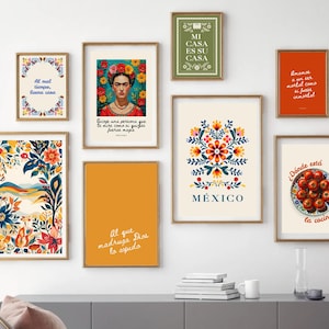 Set of 9 Mexican Quote Prints | Spanish Wall Art Kitchen Decor | Latina Home Style | Modern Cultural Sayings | Digital Download