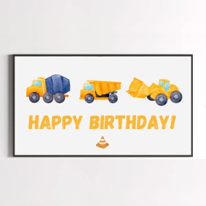 Samsung Frame TV Art | Construction Happy Birthday Art tv frame | Art for Samsung Frame TV | boy birthday tv art