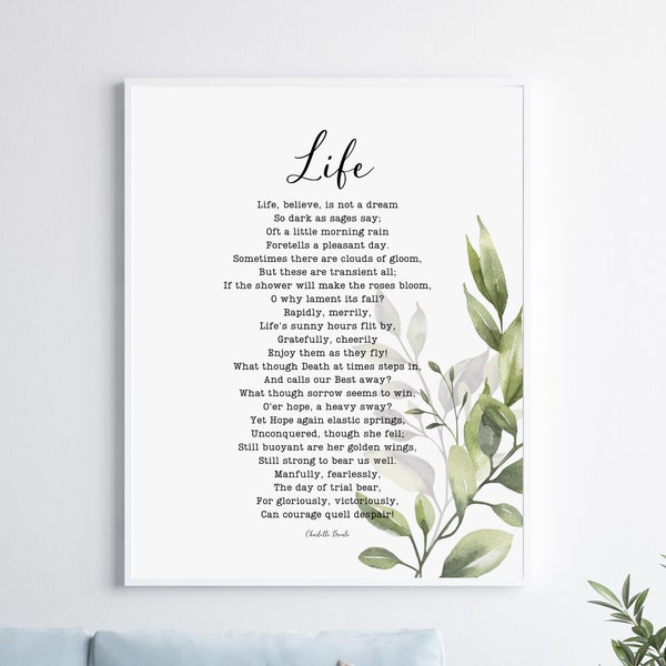 Charlotte Bronte love poem | Poem | Poetry | Wall Art | Instant Download | High resolution